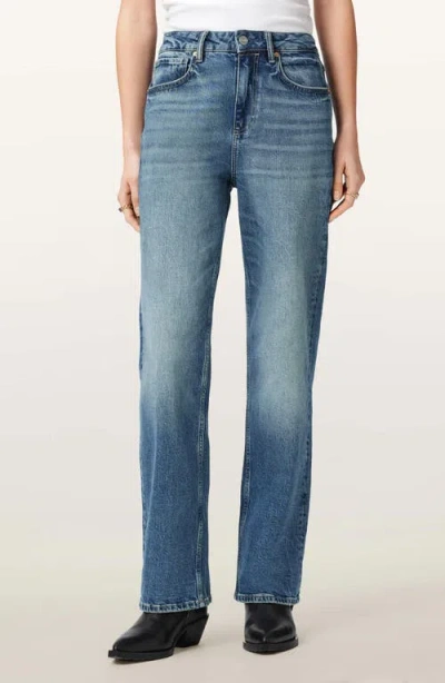 Allsaints Ida High Waist Straight Leg Jeans In Blue