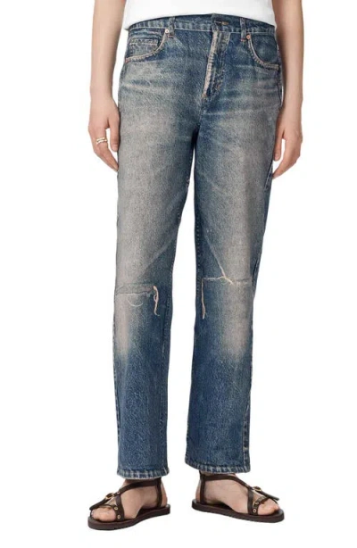 Allsaints Ida Terry Illusion Pants In Blue