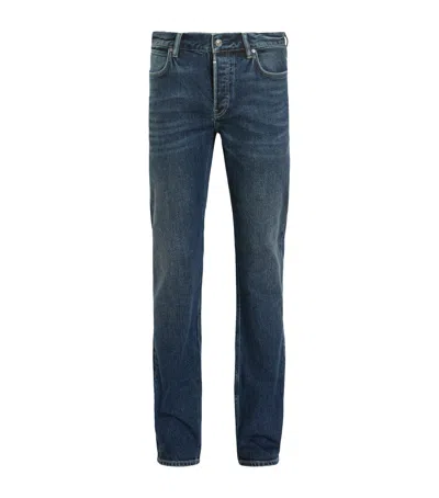 Allsaints Mens Indigo Blue Iggy Straight-leg Slim-fit Denim Jeans