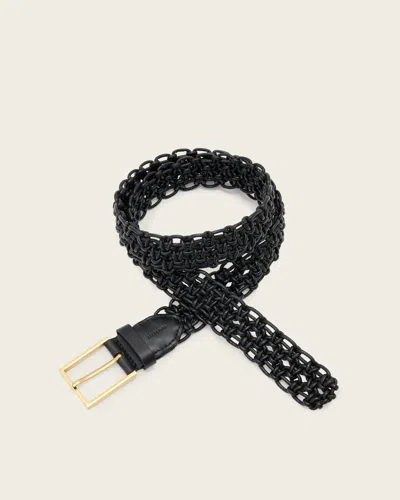 Allsaints Ila Leather Woven Belt In Pink