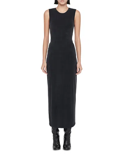 Allsaints Ilia Slim Fit Midi Dress In Black