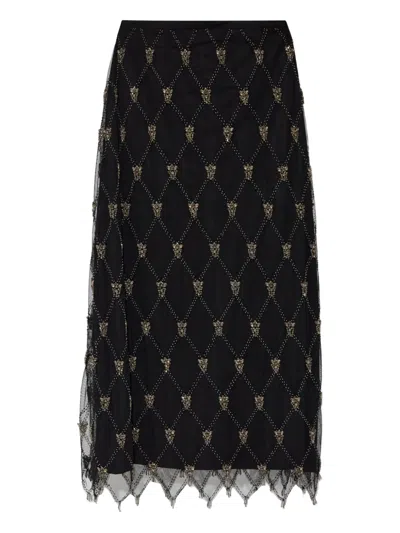Allsaints Ilka Beaded Midi Skirt In Black