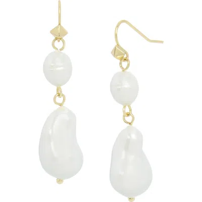 Allsaints Imitation Pearl Double Drop Earrings In White