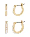 Allsaints Imitation Pearl Huggie Hoop Earrings In Gold Tone In Gold