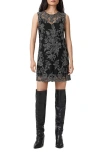 Allsaints Inaya Crystal Tapestry Minidress In Black