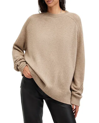 Allsaints Ines Cashmere Wool Crewneck Sweater In Doe Brown