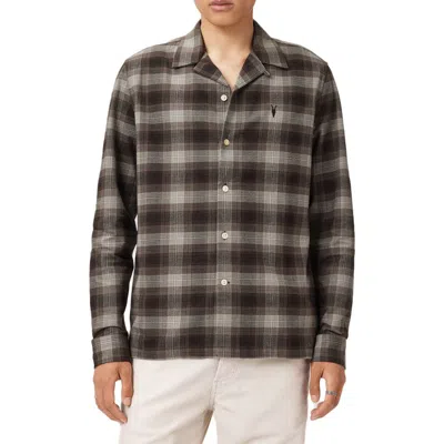 Allsaints Iniko Plaid Cotton Flannel Button-up Shirt In Brown