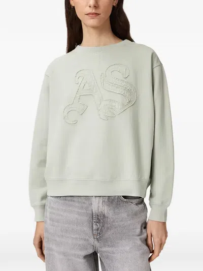 Allsaints Insignia Pippa Logo-appliqué Sweatshirt In Green