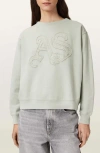 Allsaints Womens Sea Green Pippa Snarl Logo-embroidered Cotton Sweatshirt In Green