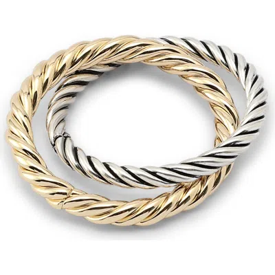 Allsaints Interlocking Double Rope Band Ring In Two Tone