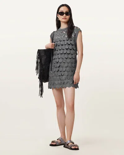 Allsaints Iris Crochet Metallic Mini Dress