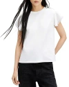 Allsaints Isabel Frill Trim Short Sleeve T-shirt In Chalk White