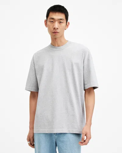Allsaints Isac Oversized Crew Neck T-shirt In Grey Marl