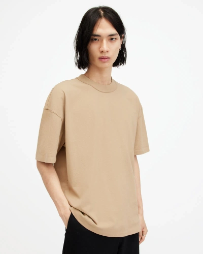 Allsaints Isac Oversized Crew Neck T-shirt In Toffee Taupe