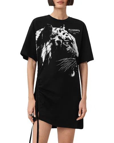 Allsaints Ivana Naenia Drawcord Mini Dress In Black