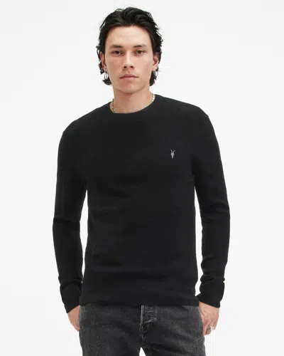 Allsaints Ivar Merino Crew Neck Ramskull Jumper In Black