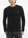 Allsaints Mens Cinder Black Aspen Logo-embroidered Organic-cotton And Wool-blend Jumper In Black