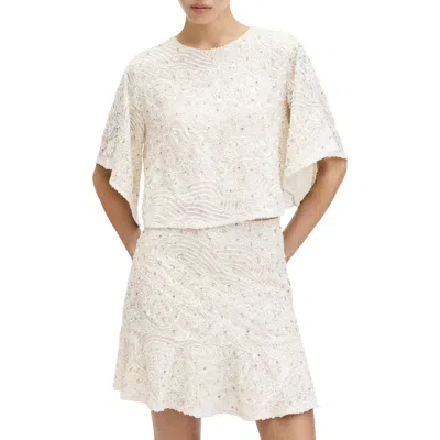 Allsaints Ivy Embellished Cropped Top In Ecru White