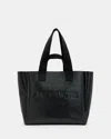 Allsaints Womens Black Izzy Logo-print Leather Tote Bag In Black