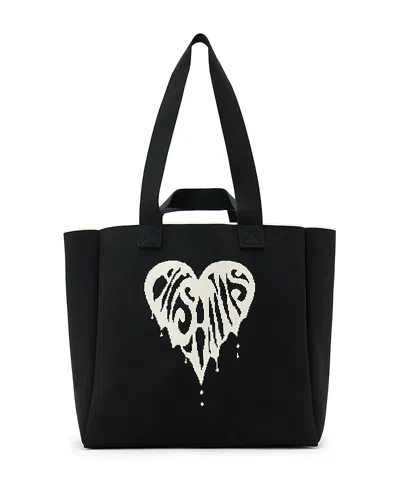 Allsaints Izzy Heart E/w Large Tote Bag In Black