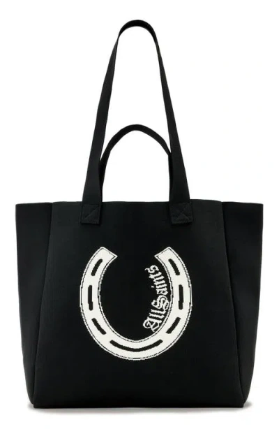 Allsaints Izzy Horseshoe Canvas Tote In Black