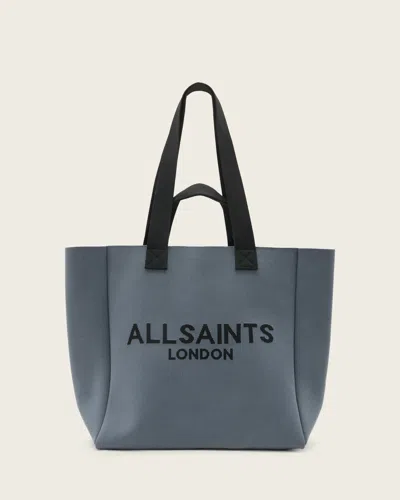 Allsaints Izzy Large Logo Knitted Tote Bag In Gray