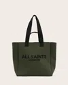 Allsaints Izzy Large Logo Knitted Tote Bag In Olive Green