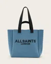 Allsaints Izzy Large Logo Knitted Tote Bag In Steel Blue