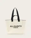 Allsaints Izzy Large Logo Knitted Tote Bag In White