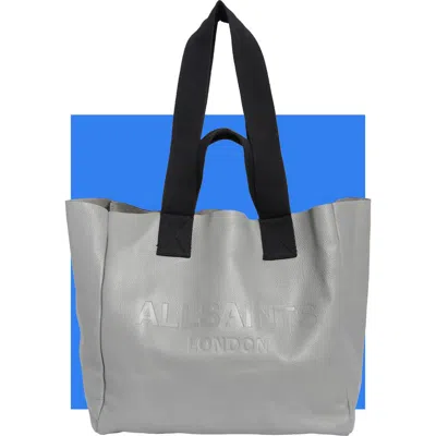 Allsaints Izzy Leather Tote In Slate Blue