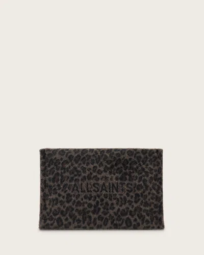 Allsaints Izzy Leopard Clutch In Brown