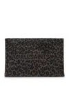 Allsaints Izzy Leopard Print Zip Clutch In Brown