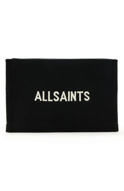 Allsaints Izzy Logo Jacquard Recycled Polyester Clutch In Black