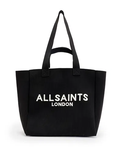 Allsaints Ali Logo-print Cotton-canvas Tote Bag In Black