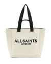 Allsaints Izzy Logo Print Knitted Tote Bag In Desert White