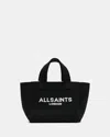 Allsaints Womens Black Izzy Mini Logo-jacquard Recycled-polyester Tot In Black