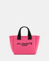 Allsaints Izzy Logo Print Knitted Mini Tote Bag In Hot Pink