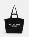 Allsaints Izzy Logo Print Knitted Tote Bag In Black