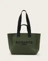 Allsaints Izzy Logo Print Medium Tote Bag In Olive Green