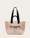 Allsaints Izzy Logo Print Medium Tote Bag In Rose Dust Pink