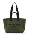 Allsaints Izzy Logo Print Medium Tote Bag In Olive Green