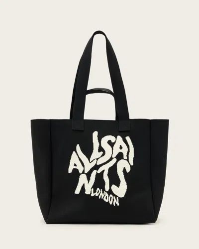 Allsaints Izzy Orlando Logo Knitted Tote Bag In Black