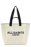 Allsaints Izzy Logo Print Knitted Tote Bag In Desert White