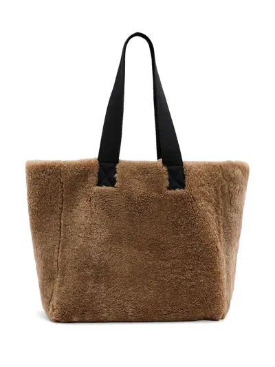 Allsaints Izzy Reversible Shearling Tote Bag In Brown