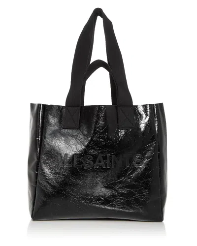 Allsaints Izzy Shine Leather Tote In Black