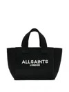Allsaints Womens Black Izzy Mini Logo-jacquard Recycled-polyester Tot In 黑色