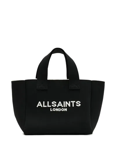 Allsaints Womens Black Izzy Mini Logo-jacquard Recycled-polyester Tot