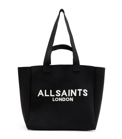 Allsaints Ali Logo-print Cotton-canvas Tote Bag In Black