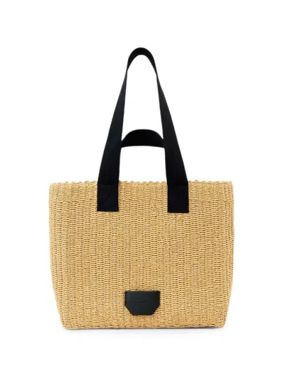 Allsaints Izzy Woven Logo-patch Tote Bag In Neutral