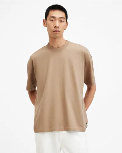 Allsaints Jace Oversized Crew Neck T-shirt In Moorland Brown